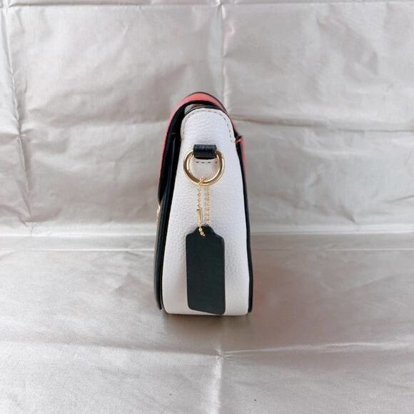 COACH Georgie Saddle Bag In Signature Canvas C3596 IM/Bright Poppy Multi - Picture 4 of 6